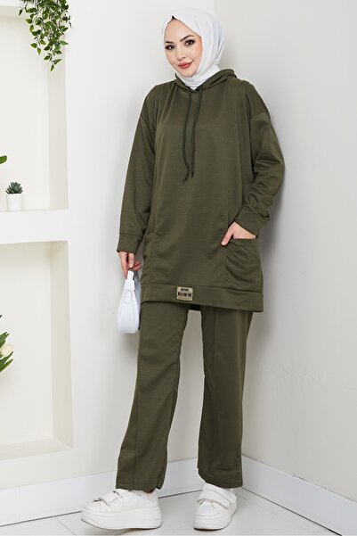 Bestenur Double Pocket Hooded Double Suit 1663 - Khaki