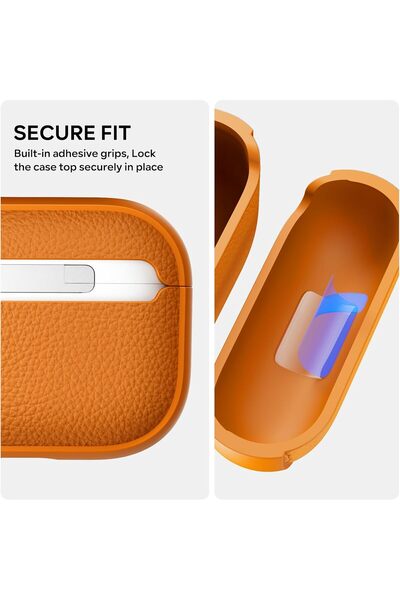 Yelajoy For AirPods Pro 3 Case 2025,Tree Texture Soft TPU Airpods Case,with Hand Strap Cleaner Pen,Orange