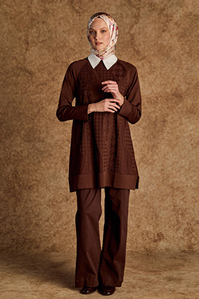 Setrms Kazayağı Desenli Reglan Kol Tunik