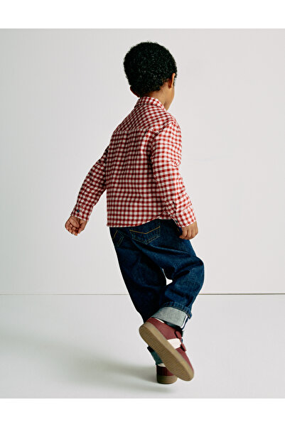 Marks & Spencer Saf Pamuk Kareli Uzun Kollu Gömlek (2‑8 Yaş)