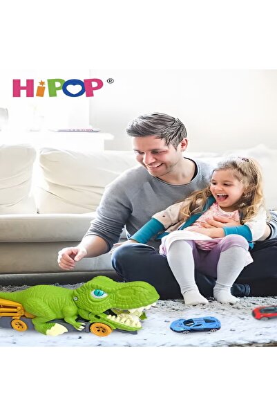 HIPOP Dinosaur Toy Car,Monster Truck Which Can Swallow Carts,With 6 Alloy Trolley,Novelty Toy