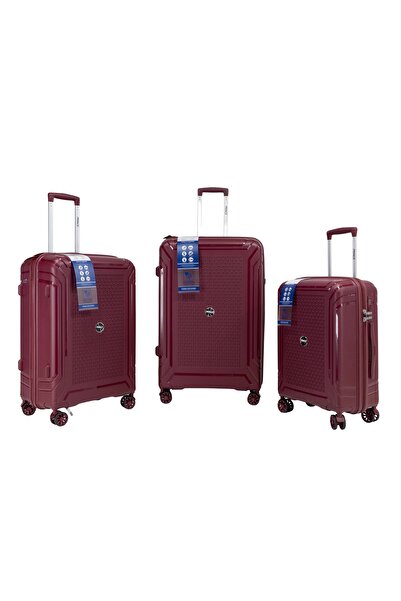 Prince Travelling Prince Pro High-Grade PP 8-Wheel Cavaro XL 3-Pc Luggage Set (21”+25”+29”) – Maroon, Durable Build