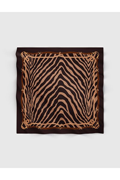 İLVİ Layf Brown Women's Silk Twill Scarf