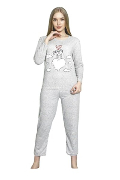 asma - Women's Pajamas Set: Long Sleeve Top and Long Pants, Gray, L