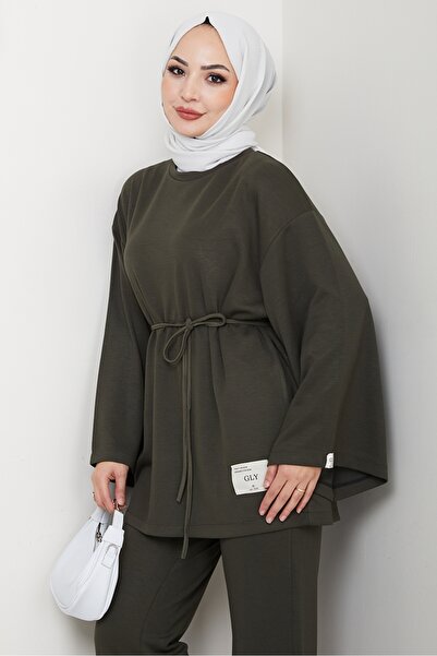 Bestenur Drawstring Arma Detail Double Suit 1664 - Khaki