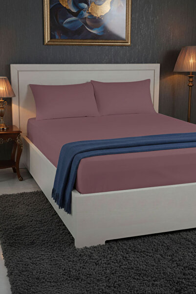 FAVORA 100% Cotton Ranforce Premium Double Elastic Sheet Set - Dusty Rose