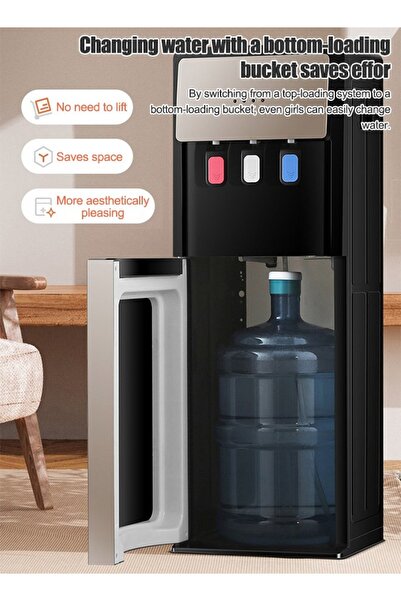 ET-LIFE Bottom Loading Water Cooler - Hot/Cold/Moderate - 3 Tap - Push Cup Get Water Anti-Bacterial, 550W