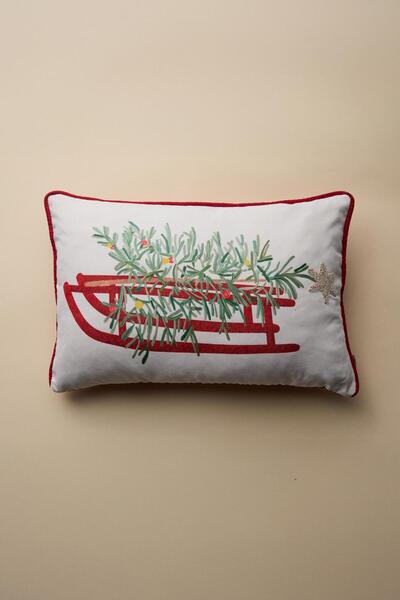 Vanilla Home Starpine Printed Punch Embroidered Rectangular Throw Pillow Cover