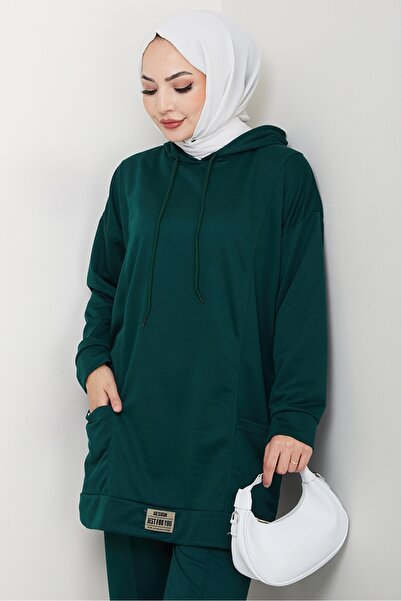 Bestenur Double Pocket Hooded Double Suit 1663 - Emerald Green