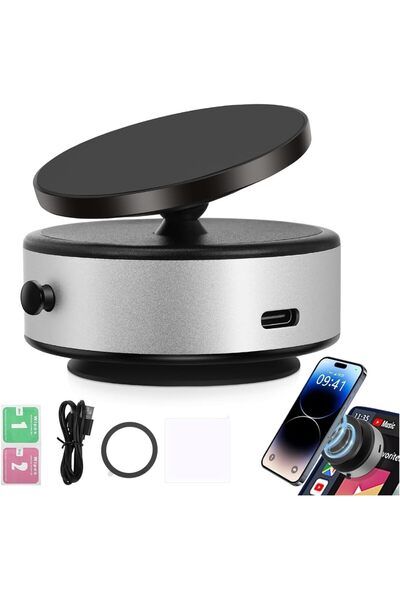 AutoFamily حامل هاتف مغناطيسي للسيارة قابل للتعديل بزاوية 360 درجة على لوحة القيادة (AF12 - فضي)