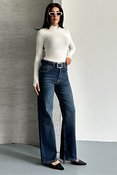 macharel jeans D74 Широкі джинси з поясом Palazzo