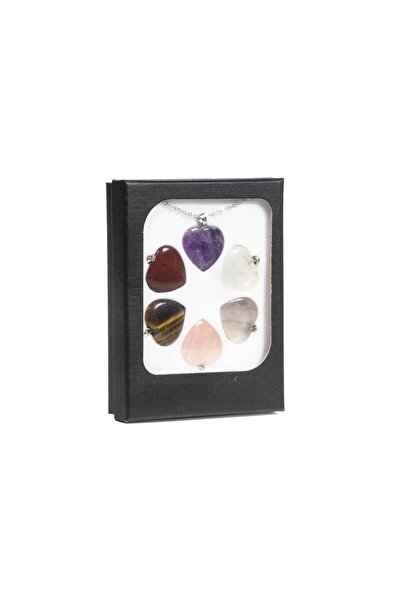 Mood Necklaces Set de pietre minerale Love Heart în display -- 26.5x21 cm