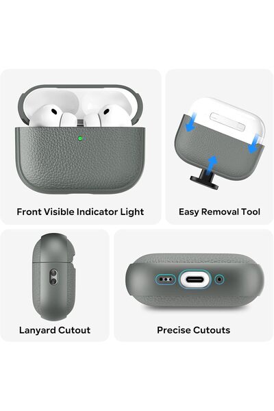 Yelajoy For AirPods Pro 3 Case 2025,Tree Texture Soft TPU Airpods Case,with Hand Strap Cleaner Pen,Gray