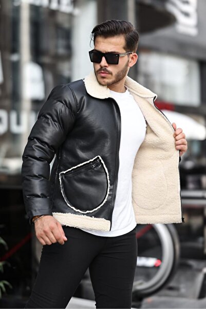 QUTTUN GİYİM Men's Fur-Lined Winter Water and Cold-Proof Comfortable Fit Coat.