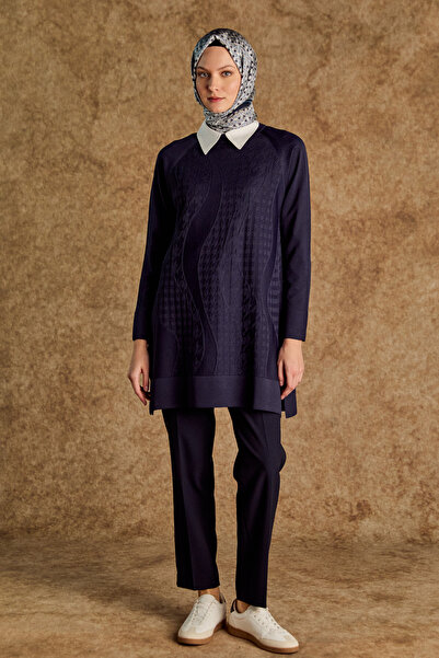 Setrms Kazayağı Desenli Reglan Kol Tunik