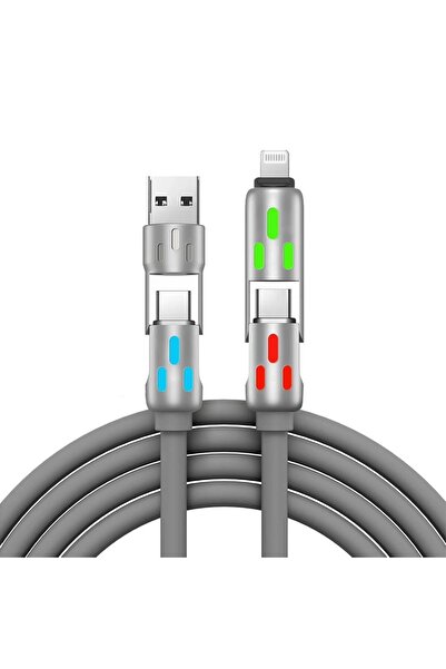 Genel Markalar Buffer® 4'Ü 1Arada Hızlı Şarj Etme Özellikli Bir Ucu Type-C Ve Usb-A Diğer Ucu Type-C Ve Lightning