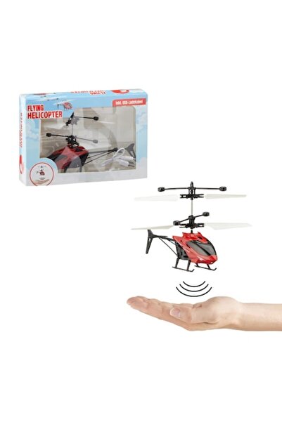 OEM Flying helicopter with infrared sensor, USB rechargeable, 4 propellers, 16 cm, red