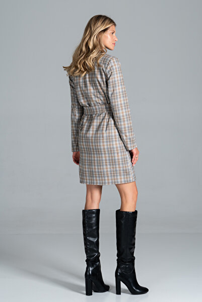 Figl Elegant women's summer coat in plaid with belt M832 size L