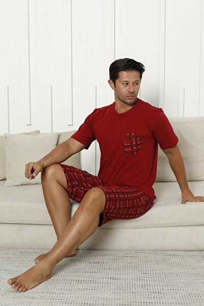 FORMO Men's 100% Organic Natural Cotton Plaid Pocket Detail High Quality Short Sleeve Shorts Pajama Set