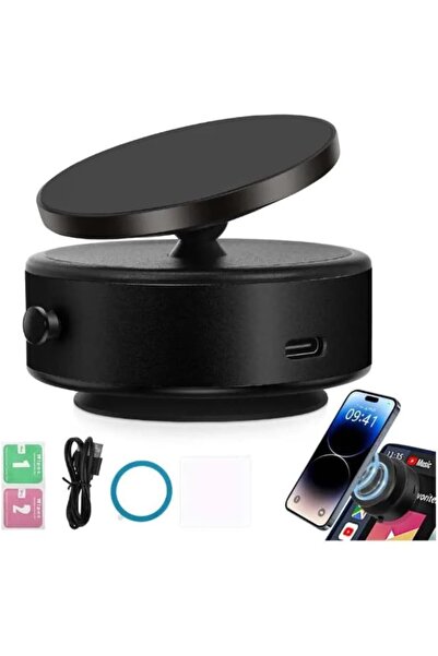 AutoFamily Magnetic Car Phone Holder - 360° Adjustable Dashboard Mount, Strong Lock Base (AF12 Black)