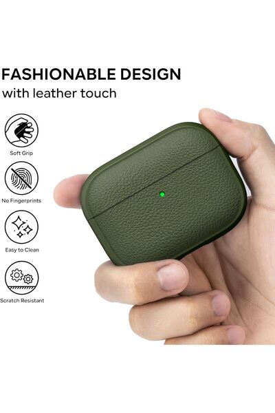 Yelajoy For AirPods Pro 3 Case 2025,Tree Texture Soft TPU Airpods Case,with Hand Strap Cleaner Pen,Green