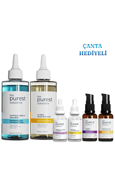 The Purest Slutions Purest Serum, Tonic ve Solution Bakım Seti 6 in 1 (Çanta ...