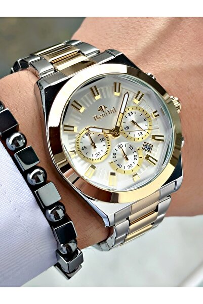 Bentini ساعة يد رجالية – وظيفية، سلك فولاذي، مقاومة للماء، ضمان لمدة عامين