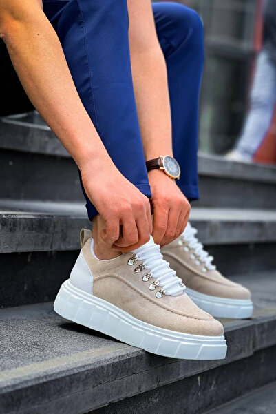 ZENGEZUR MALL Lvsqvr Kb-X10 Kuback Beige Suede White High Sole Casual Sneakers (120610) (Size: 44)