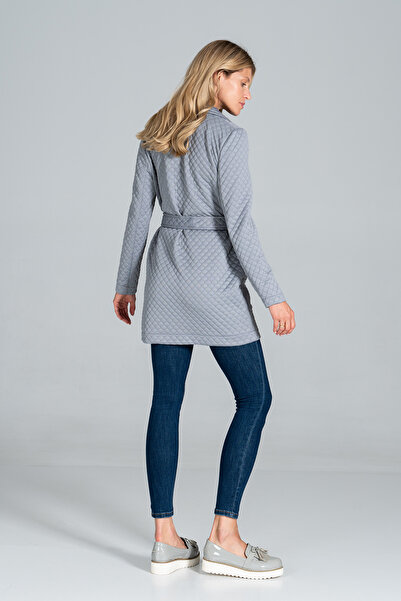 Figl Women's gray quilted summer coat with pockets M814 size S/M