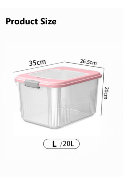 Generic 20L Rice Storage Container Rice Bucket Dispenser with Measuring Cup (35×26.5×20cm) White