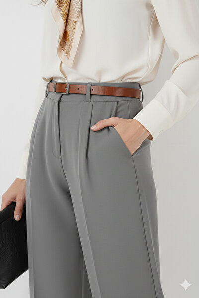 benguen Belted Hijab Pants 6696 Gray