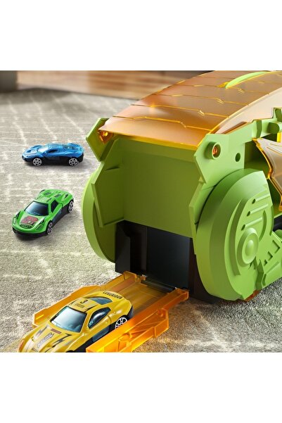 woopie Dino Truck Playset – 12 Cars, Foldable Race Tracks & Carry Case for Kids