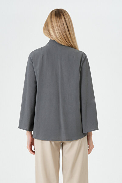 RELAXL Loose Fit up to 10XL 100% Cotton Women's Shirt Dark Gray