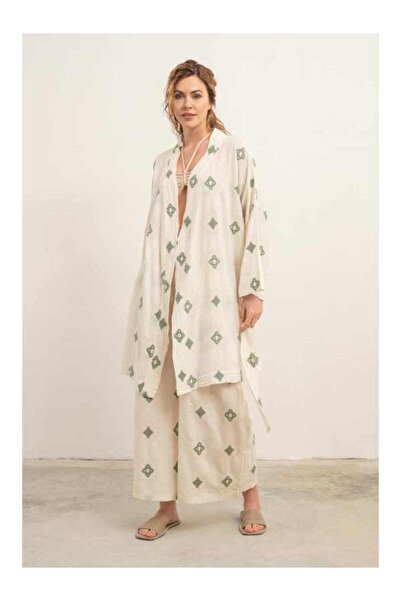 İpekçi Otantik Bordered Kimono Mint