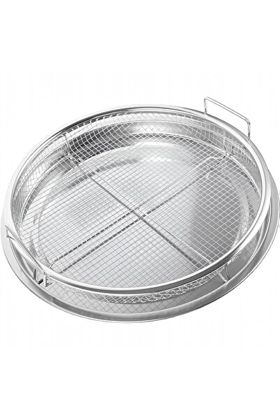 ABAREEK Stainless steel air fryer basket and tray for oven, 8.5cm x 32.5cm round, silver