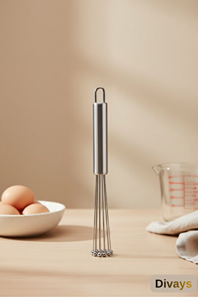 DİVAYS Paslanmaz Çelik Boncuk Top Uçlu Çırpıcı | Yeni Nesil Metal Sos ve Yumu...