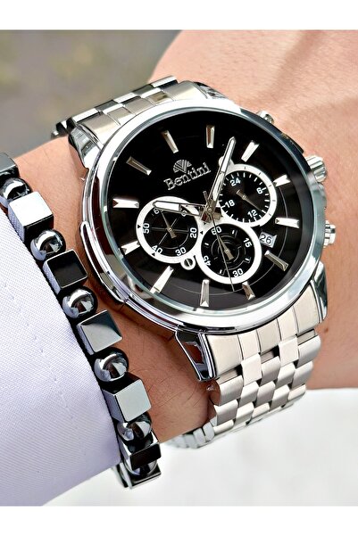 Bentini Men's Wrist Watch – Functional, Steel Band, Waterproof, 2-Year Warranty