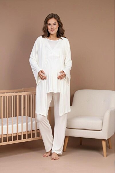 Lohusa Homewear طقم بيجامة نسائي من إكرو بأكمام إسبانية بتصميم شتوي أنيق للحو...