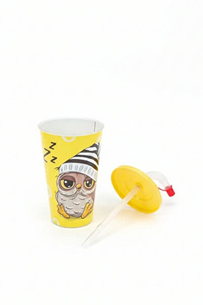 ELDİPA 2-Pack 650 ml Patterned Curved Straw Children's Cup Bpa-Free Lid Lockable Straw Drinking Cup