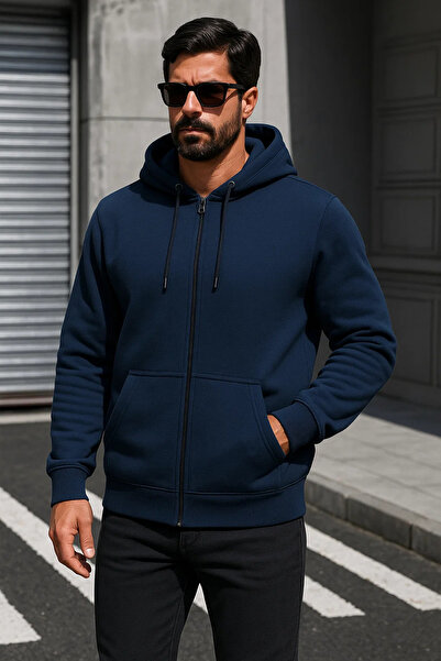 DAMGA JEANS Ανδρικό φούτερ Trend Winter Dark Blue oversized