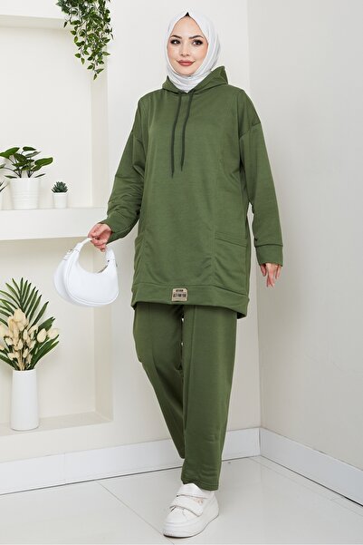 Bestenur Double Pocket Hooded Double Suit 1663 - Green