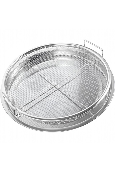 ABAREEK Stainless steel air fryer basket and tray for oven, 8.5cm x 28.5cm round, silver