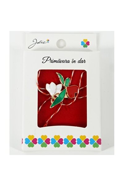 Flippy Martisor Small Brooch in Box, Brooch Size 2.5-3 cm, Metal Material, Snowdrop Pattern