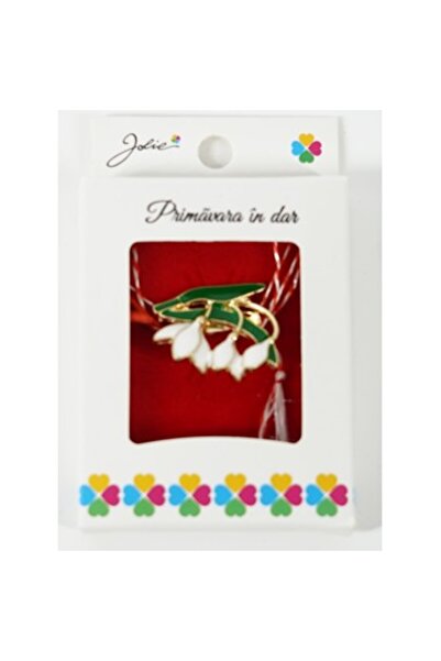 Flippy Martisor Small Brooch in Box, Brooch Size 2.5-3 cm, Metal Material, Model 3 Snowdrops