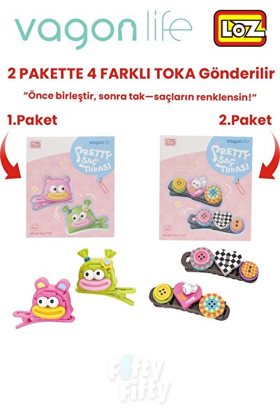 Vagonlife 4-Piece Hair Clip Set, Assemble First, Then Attach (2 Packs of 4 Pieces Will Be Sent) Building Block Clip Set Ff