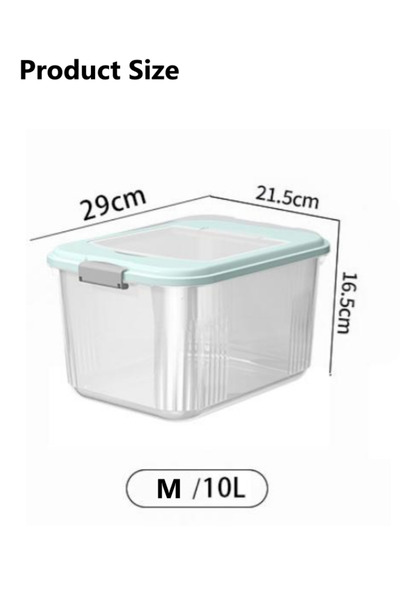 Generic 10L Rice Storage Container Rice Bucket Dispenser with Measuring Cup (29×21.5x16.5cm) White