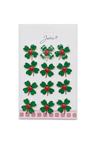 Flippy Set of 12 Martisor Brooches — Clover with Ladybug Center