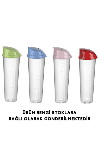 ELDİPA 1 Liter Liquid Oil Container Bpa-Free Colorful Lid Transparent Liquid Oil Container / Sauce Container with Measurement Scale