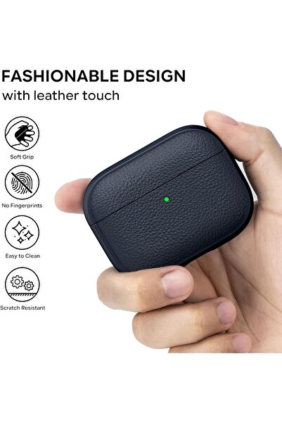 Yelajoy For AirPods Pro 3 Case 2025,Tree Texture Soft TPU Airpods Case,with Hand Strap Cleaner Pen,Navy Blue