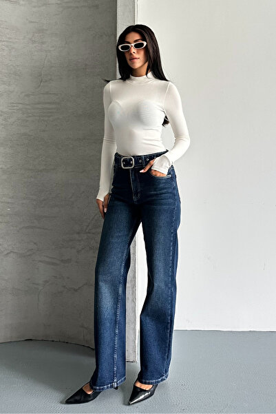 macharel jeans D74 Широкі джинси з поясом Palazzo